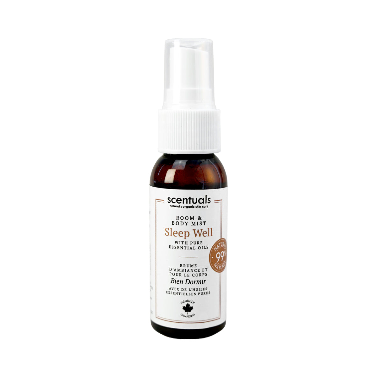 Scentuals Sleep Well room and body mist made with pure essential oils.