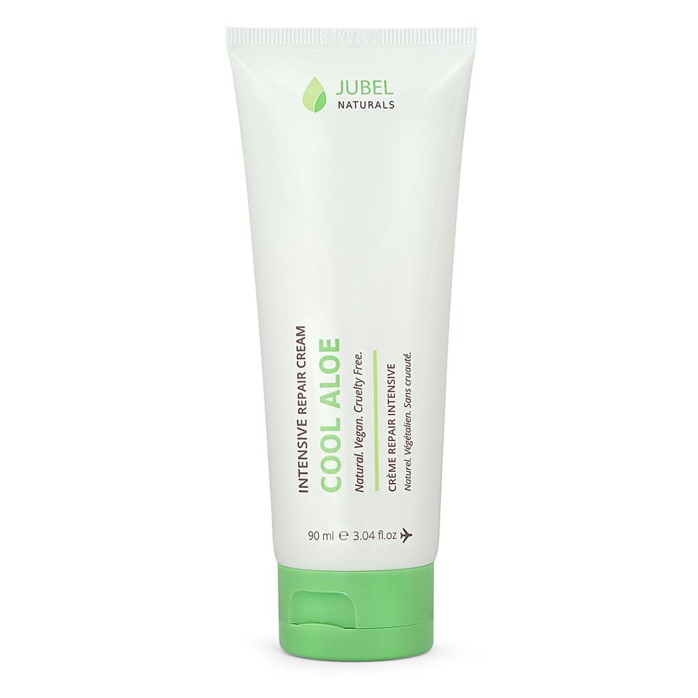 A tube of Jubel Naturals natural and vegan Cool Aloe Intensive Repair Cream .