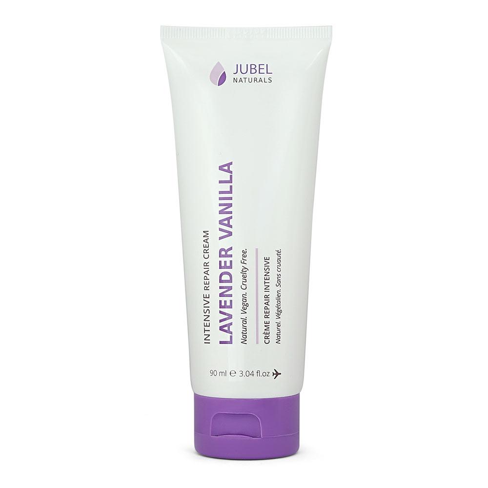 Tube of Jubel Naturals, natural lavender vanilla intensive repair cream. Vegan and Cruelty free.