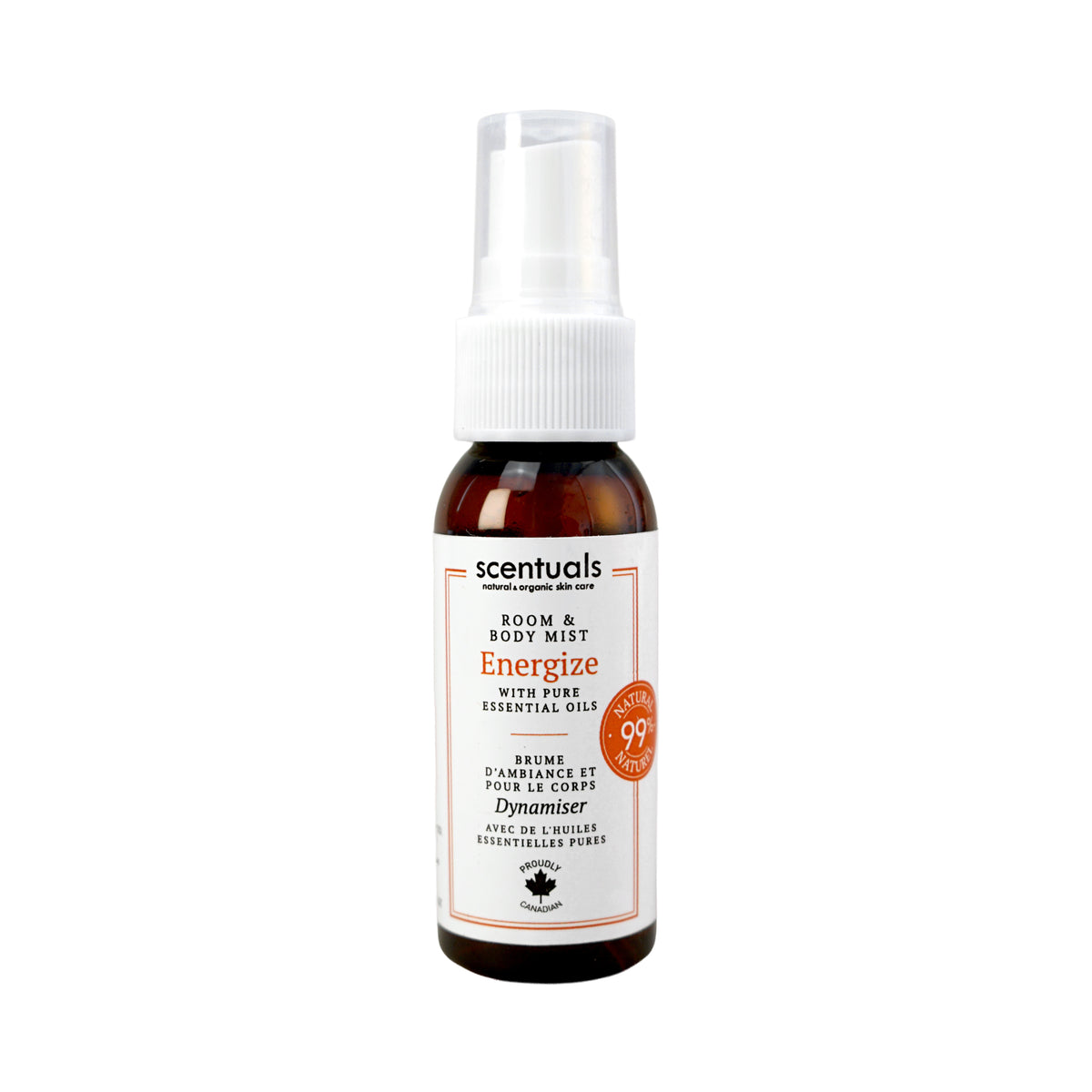 Scentuals Energize room and body mist made with pure essential oils.