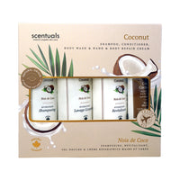 Centered View of Scentuals Coconut travel kit.